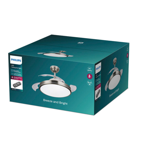 Wentylator sufitowy z oświetleniem Philips Atlas 35 W 28 W 4500 Lm nikiel (2700 K) - obrazek 4