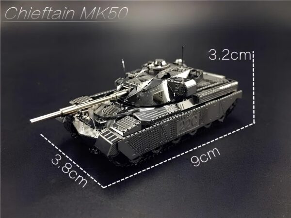 Czołg DIY 3D metalowy zestaw Chieftain MK50 1:100 model kolekcjonerski do składania prezent dla fana - obrazek 3