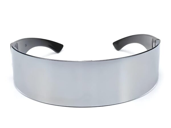 Futurystyczne okulary przeciwsłoneczne srebrne stylowe okulary UV400 z lustrzaną powłoką, modny design unisex - obrazek 3