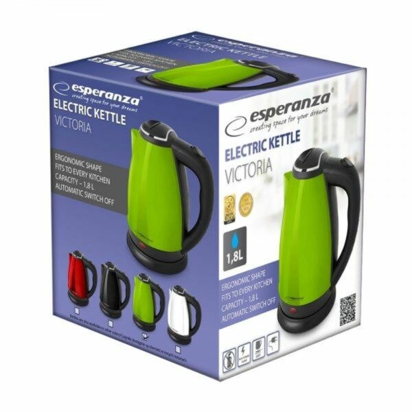 Czajnik Esperanza EKK113G Czarny Kolor Zielony plástico,acero inoxidable 1800 W 1,8 L - obrazek 2