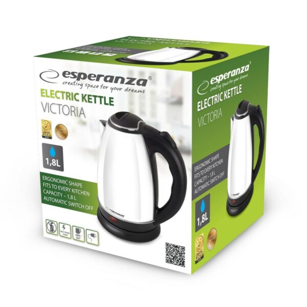 Czajnik Esperanza EKK113W Biały Czarny Stal nierdzewna Plastikowy 1800 W 1,8 L - obrazek 2