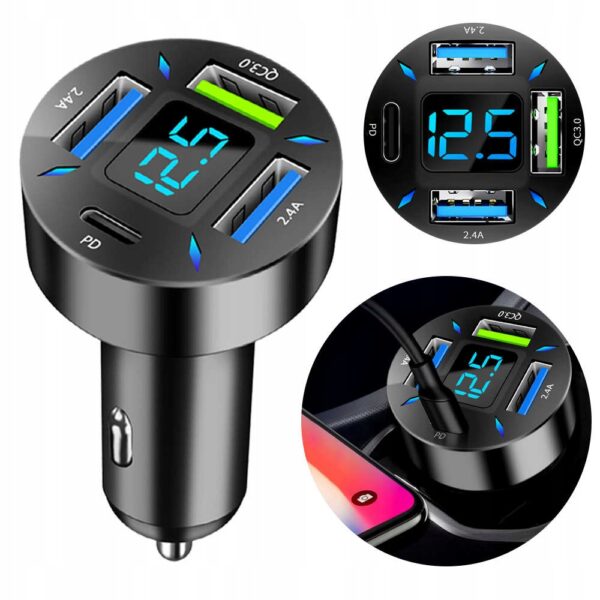 Szybka ładowarka samochodowa USB-C PD USB QC 3.0 szybkie ładowanie do telefonu w aucie - obrazek 11