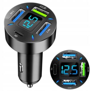 Szybka ładowarka samochodowa USB-C PD USB QC 3.0 szybkie ładowanie do telefonu w aucie