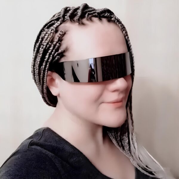 Futurystyczne okulary przeciwsłoneczne srebrne stylowe okulary UV400 z lustrzaną powłoką, modny design unisex - obrazek 4