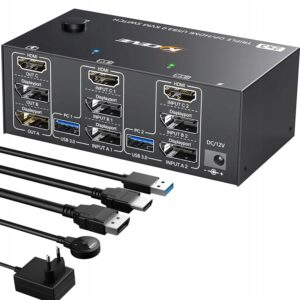 Kontroler KVM YOUTINGHDAV KC-KVM203DH dla 2 PC i 3 monitorów, 4K@144Hz
