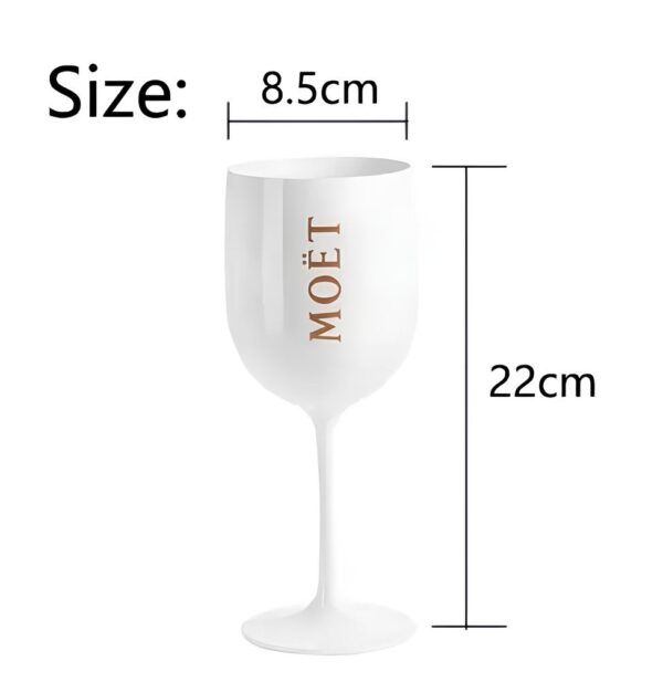Kieliszek Moët & Chandon Ibiza 1 szt. Biały elegancki plastikowy kieliszek do szampana z logo, idealny na imprezy i plener - obrazek 3
