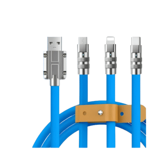 Kabel szybkiego ładowania USB 3w1 typu C 120w 6A 150cm niebieski