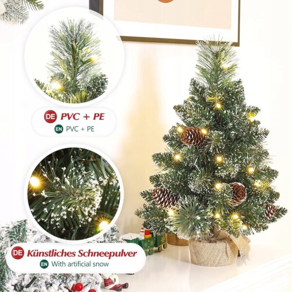 Mini choinka 20 ciepłych białych diodów LED śnieżnobiała 40 cm Yorbay - obrazek 4