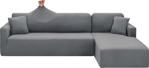 Narzuta na sofę CHELZEN, narzuta na sofę w L, 1,85x2,3x0,8M, Jasny szary