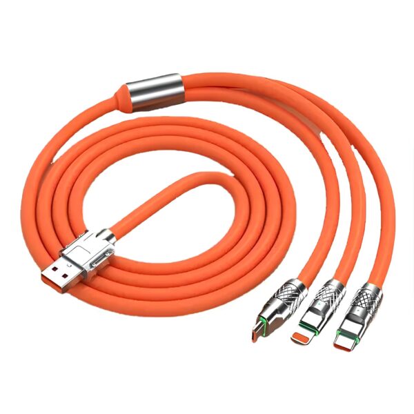 Kabel szybkiego ładowania USB 3w1 typu C 120w 6A 150cm pomaranczowy - obrazek 8