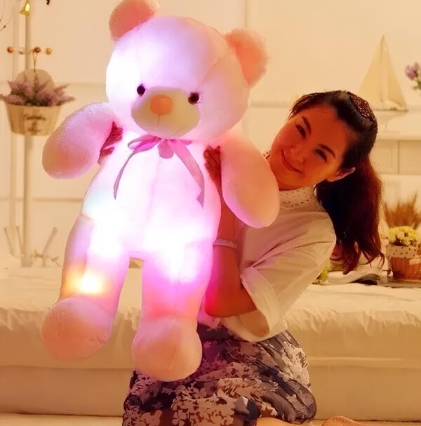 Pluszowy miś z oświetleniem LED 50 cm różowy świecąca przytulanka dla dzieci z lampkami LED w środku - obrazek 3