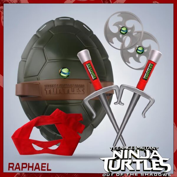 Zestaw interaktywny żółwie Ninja Raphael trójząb, bandaż, shuriken, skorupa - obrazek 2