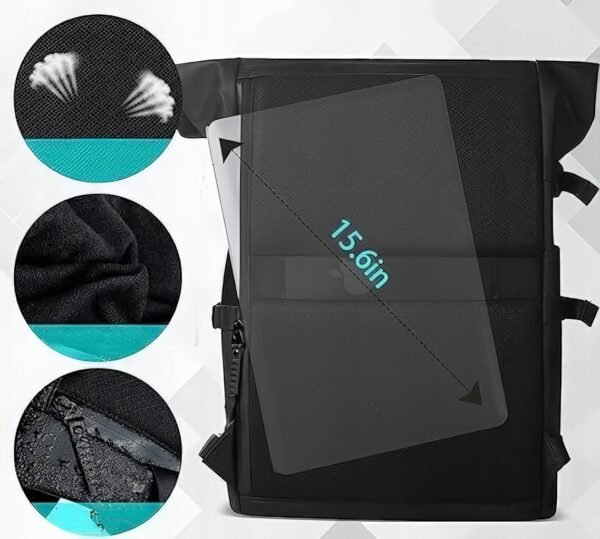 UŻYWANY Plecak 27l na laptop 15,6'' czarny L plecak biznesowy z portem USB HK 8448 i kieszenią antykradzieżową - obrazek 2