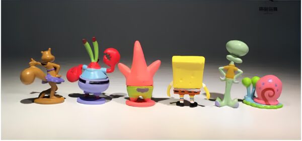 Zestaw figurek SpongeBob Kanciastoporty 6 szt. postacie z bajki SpongeBob do zabawy i kolekcji wysokiej jakości wykonanie - obrazek 3