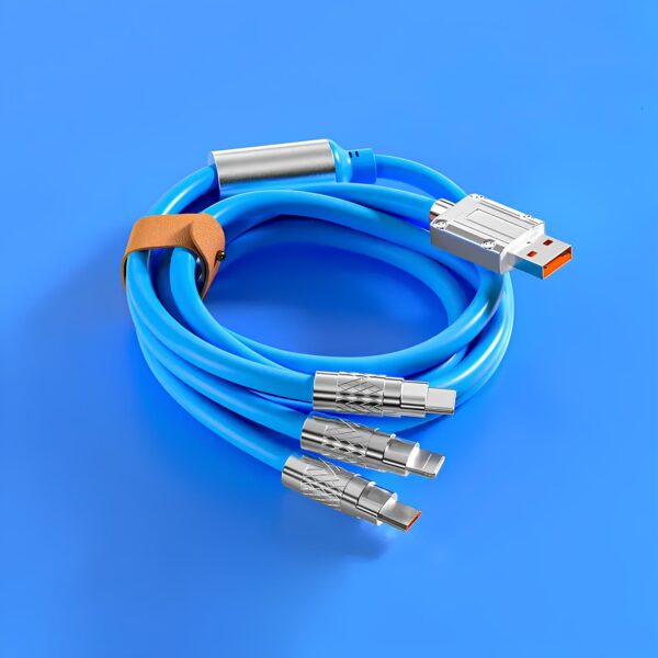 Kabel szybkiego ładowania USB 3w1 typu C 120w 6A 150cm niebieski - obrazek 2