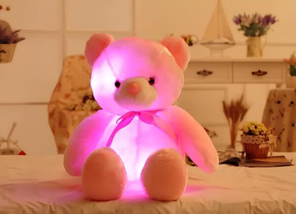 Pluszowy miś z oświetleniem LED 50 cm różowy świecąca przytulanka dla dzieci z lampkami LED w środku - obrazek 2