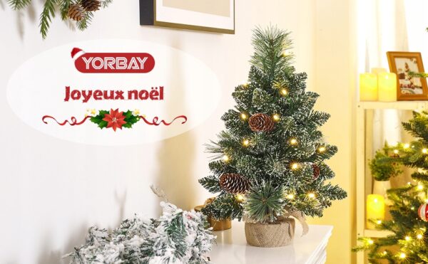 Mini choinka 20 ciepłych białych diodów LED śnieżnobiała 40 cm Yorbay - obrazek 7