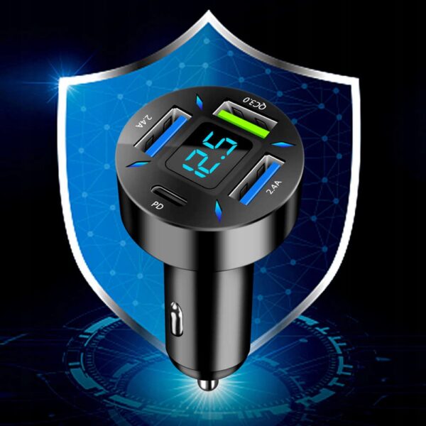 Szybka ładowarka samochodowa USB-C PD USB QC 3.0 szybkie ładowanie do telefonu w aucie - obrazek 6
