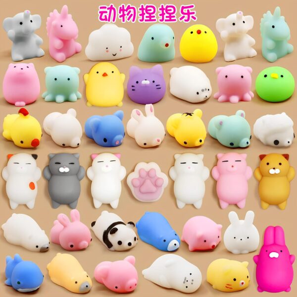 Zestaw MOCHI Squishy Squishies GNIOTKI 50 szt kolorowe miękkie i rozciągliwe figurki antystresowe dla dzieci i dorosłych - obrazek 5