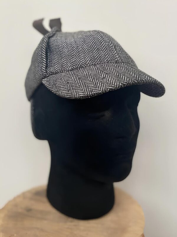 Kapelusz Sherlock Holmes łowcy jeleni 55cm klasyczny kapelusz detektywa z daszkami, idealny do cosplayu i przebrań - obrazek 4
