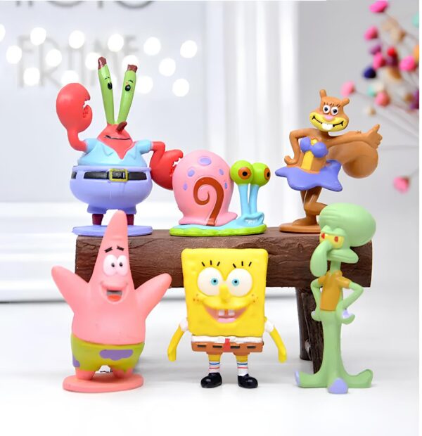 Zestaw figurek SpongeBob Kanciastoporty 6 szt. postacie z bajki SpongeBob do zabawy i kolekcji wysokiej jakości wykonanie - obrazek 2