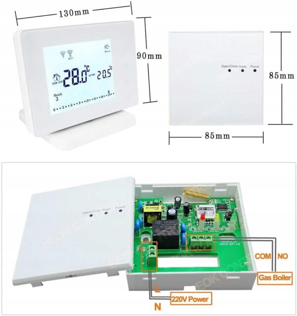 używany Termostat Beok Wifi do kotła gazowego, regulatorem temperatury 220V - obrazek 6