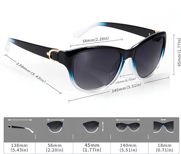 Damskie okulary przeciwsłoneczne LVIOE, niebieskie stylowe lustrzane okulary z ochroną UV400 i lekką ramką - obrazek 3