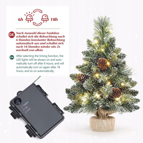 Mini choinka 20 ciepłych białych diodów LED śnieżnobiała 40 cm Yorbay - obrazek 3