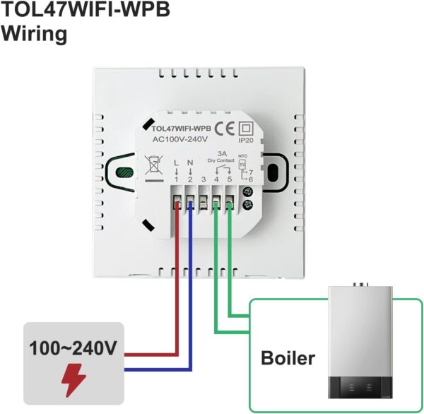 Inteligentny termostat Beok Tuya ścienny Wi-FiAlexa, Google TOL47WIFI-WPB - obrazek 2