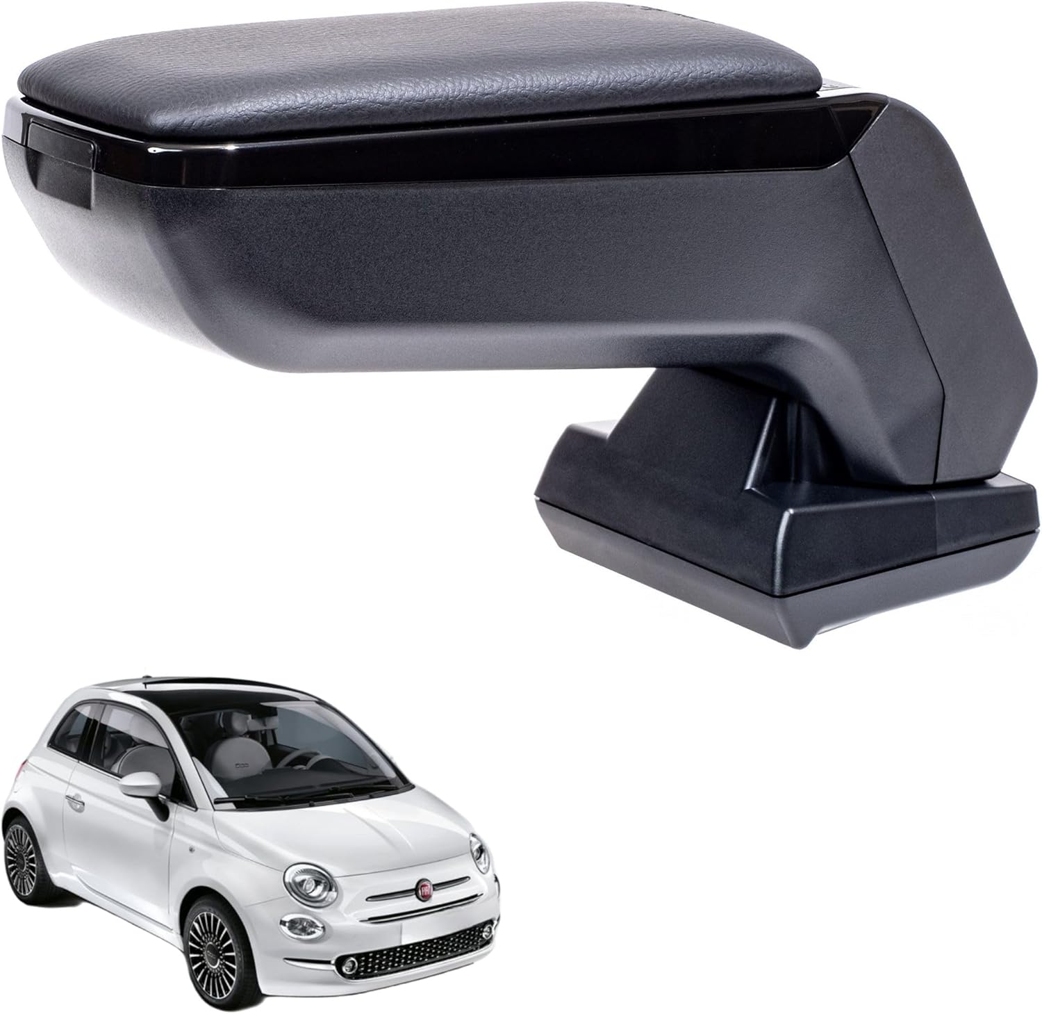 Podłokietnik środkowy z schowkiem do FIAT 500 2016 czarny Rati Armster S POWYSTAWOWY