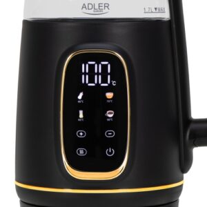 AD 1305 black gold Czajnik elektryczny szklany LED z regulacją temperatury 1,7L