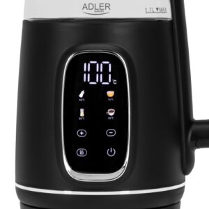 AD 1305 black silver Czajnik elektryczny szklany LED z regulacją temperatury 1,7L