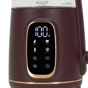 AD 1305 burgundy Czajnik elektryczny szklany LED z regulacją temperatury 1,7L