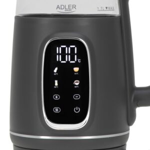 AD 1305 grey Czajnik elektryczny szklany LED z regulacją temperatury 1,7L