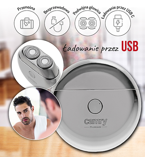 CR 2938 Golarka podróżna 2 głowicowa z USB - obrazek 11
