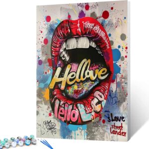 Zestaw do malowania po numerach dla dorosłych i dzieci Tucocoo 311908 graffiti usta obraz olejny 40x50 cm