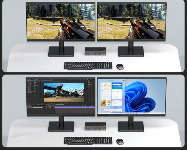 NIEKOMPLETNY Przełącznik KVM HDMI 2xPC 2xMonitor 4K60Hz USB 3.0 podwójny ekran - obrazek 5