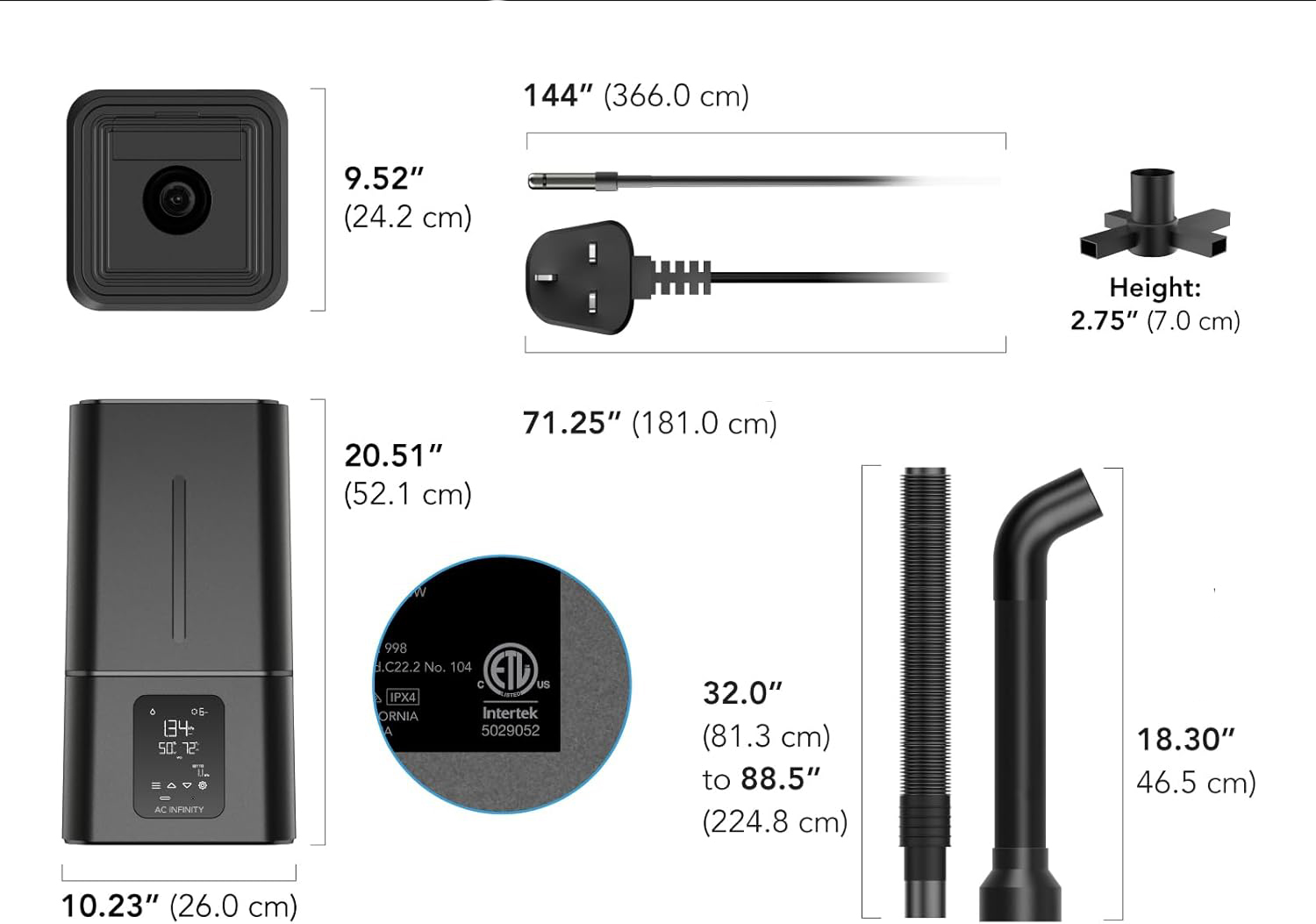 USZKODZONY/UŻYWANE Nawilżacz powietrza do roślin 15L AC Infinity T7 AC-CFT7 - obrazek 4